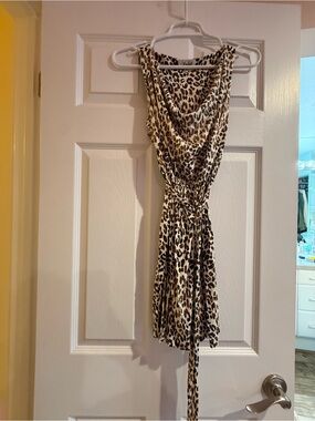 Avaleigh Petra Jersey Cowl Dress Leopard Print M NWOT
